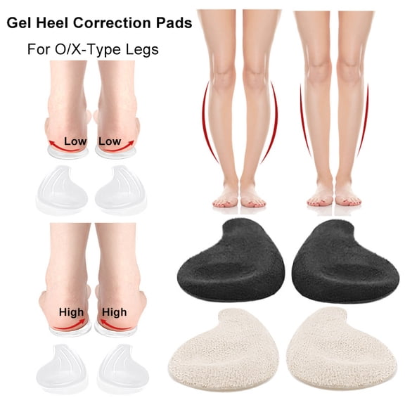 Heel Wedge Correction Pads, Half Heel Inserts, Gel Adhesive, for O/X Leg, In-toe Out-toe, Men & Women