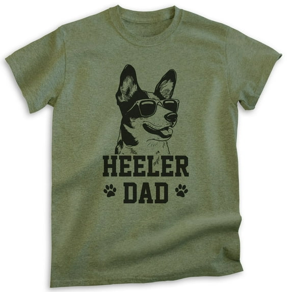 Heeler Dad, Unisex Men's Shirt, Australian Cattle Dog, Heeler Owner, Funny Dog Dad Gift, Heather Military Green, Medium