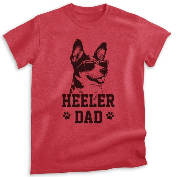 Heeler Dad, Unisex Men's Shirt, Australian Cattle Dog, Heeler Owner, Funny Dog Dad Gift, Heather Red, XX-Large