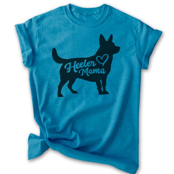 Heeler Mama, Unisex Women's Shirt, Australian Cattle Dog, Heeler Owner, Funny Dog Mama Gift, Heather Blue, X-Large