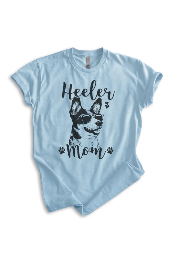 Heeler Mom, Unisex Women's Shirt, Australian Cattle Dog, Heeler Owner, Funny Dog Mom Gift, Heather Light Blue, Large