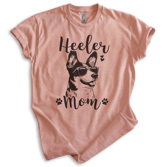 Heeler Mom, Unisex Women's Shirt, Australian Cattle Dog, Heeler Owner, Funny Dog Mom Gift, Heather Sunset, XX-Large