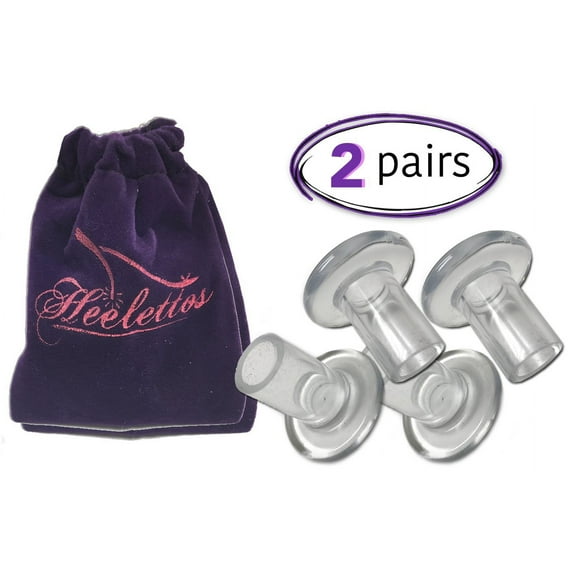 Heelettos Womens Clear PVC High Heel Shoes Protectors 2 Pair Pack with Velvet Carry Pouch