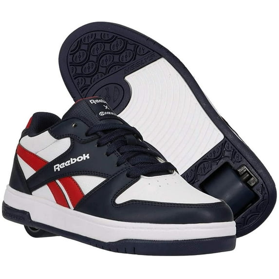 Heelys Youth Kids BB4500 Low Wheels Skate Sneaker Shoes White/Navy/Red, 1 Little Kid, Numeric_1