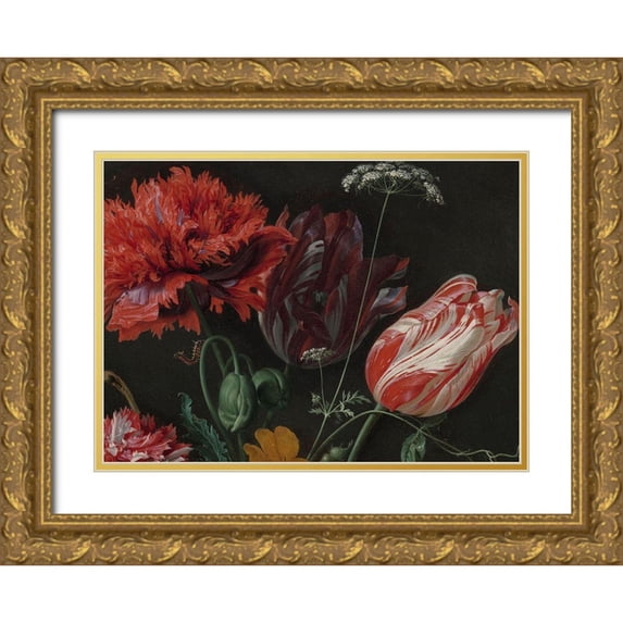 Heem, JD 32x24 Gold Ornate Wood Framed with Double Matting Museum Art Print Titled - Botanic III