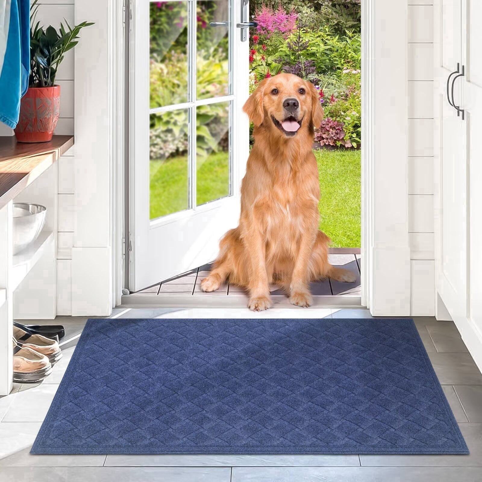Heeneeso BZ33 Outdoor Rug Checkered Door Mat, Machine Washable Doormat Indoor Absorbent