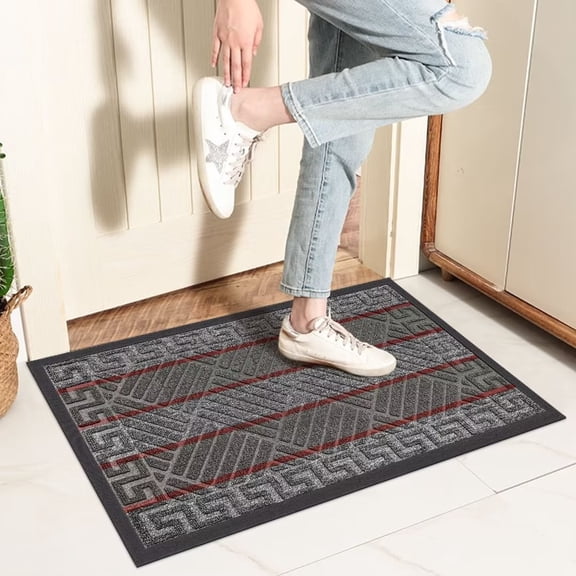 Heeneeso DM21 Entryway Rug Outdoor Doormat Rubber Front Entrance Door Welcome Mat Gray 30 x 18"