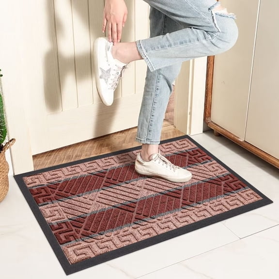 Heeneeso DM22 Entryway Rug Outdoor Doormat Rubber Front Entrance Door Welcome Mat Brown 30 x 18"
