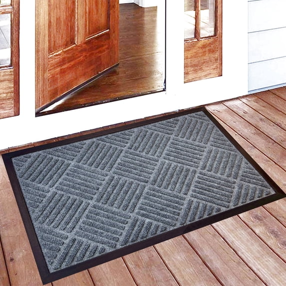 Heeneeso DM23 Entryway Rug Brown Rubber Outdoor, 30"x18"
