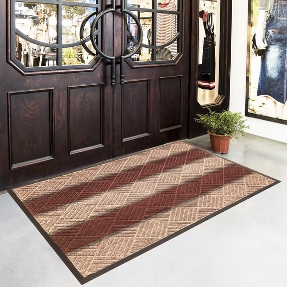Heeneeso DM42 Entryway Rug Outdoor Doormat Rubber Front Entrance Door Welcome Mat Brown 47 x 32"