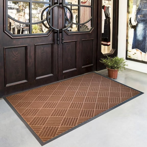 Heeneeso DM45 Entryway Rug Brown Rubber Outdoor, 47"x32"