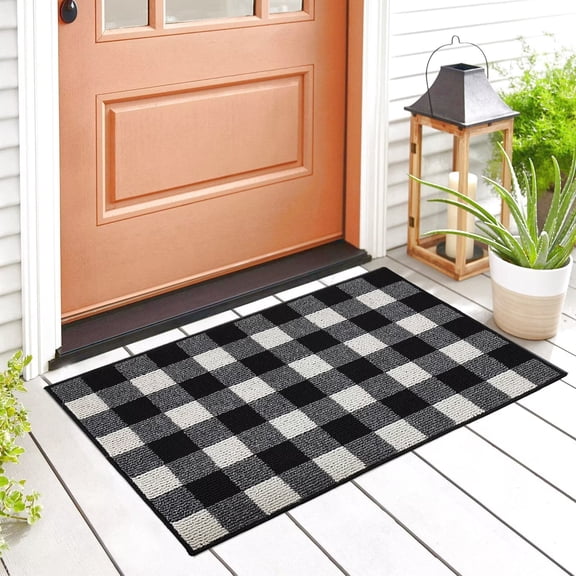 Heeneeso F36 Buffalo Plaid Outdoor Inooor Rug Checkered Door Mat, Machine Washable Doormat Indoor Absorbent