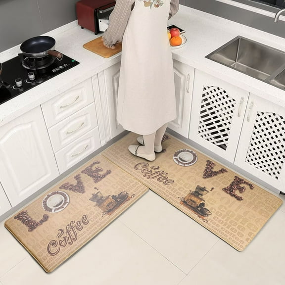 Heeneeso K3 Heavy Duty Thick Anti Fatigue Rug Set 20 X 32 + 20 X 47 in for Kitchen Cushioned with Non Slip Stain Resistant Easy Clean, Extra Support