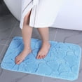 thumbnail image 1 of Heeneeso M13 Microfiber Bathroom Rug Non-Slip Machine Washable Blue Flower 1PC 30 x 18", 1 of 2