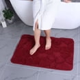 thumbnail image 1 of Heeneeso M21 Microfiber Bathroom Rug Non-Slip Machine Washable Burgundy Flower 1PC 36 x 24", 1 of 7