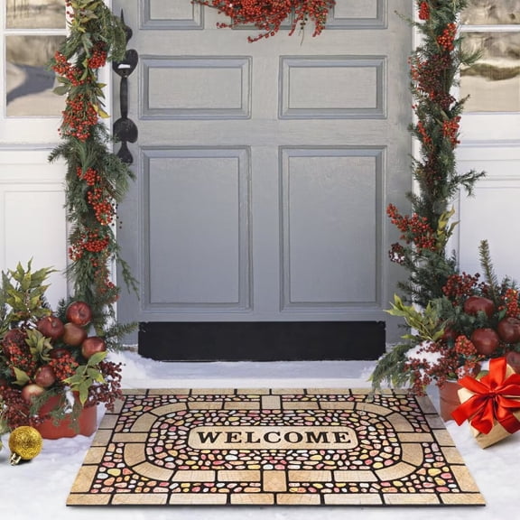 Heeneeso XZ31 Outdoor Rug Checkered Door Mat, Machine Washable Doormat Indoor Absorbent