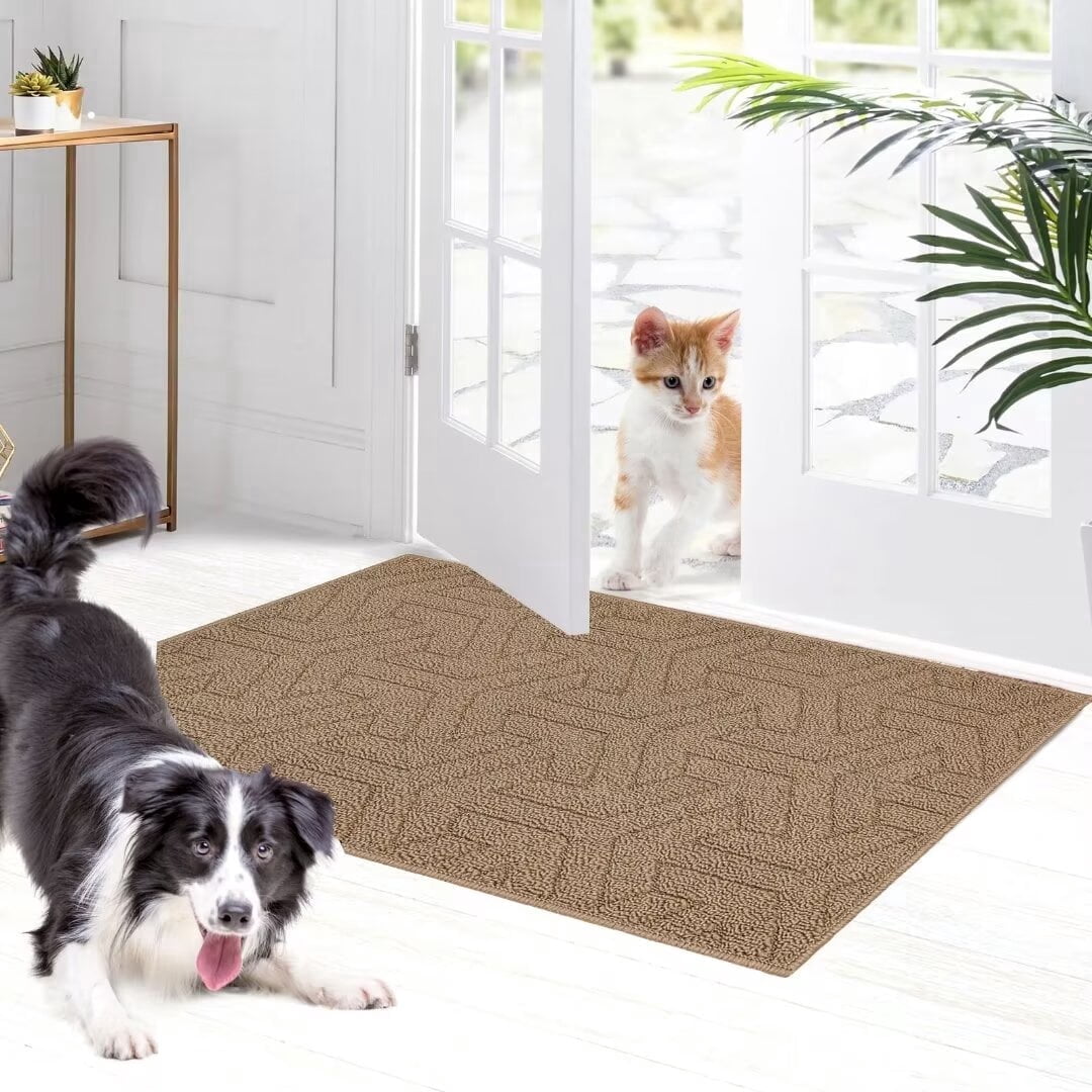 Heeneeso J42 Outdoor Rug Checkered Door Mat, Machine Washable Doormat Indoor Absorbent