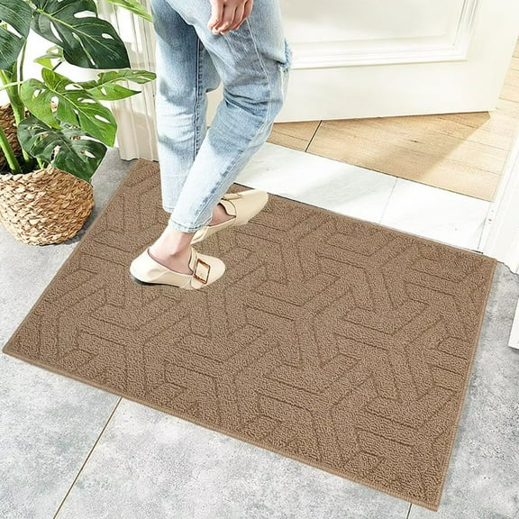 Heeneeso Outdoor Rug Checkered Door Mat, Machine Washable Doormat Indoor Absorbent