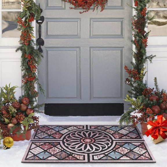 Heeneeso Outdoor Rug Checkered Door Mat, Machine Washable Doormat Indoor Absorbent