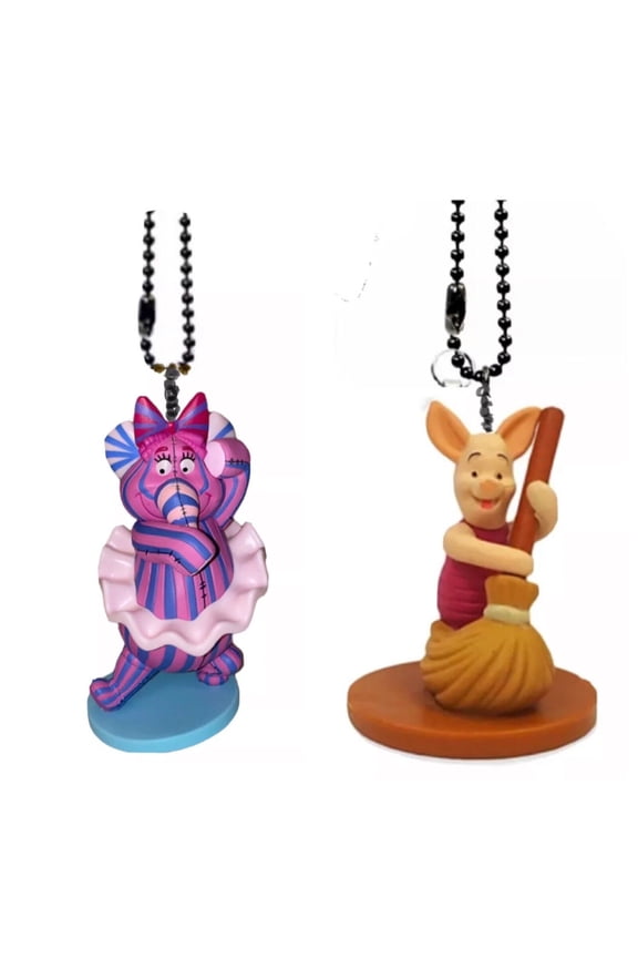 Heffalump Woozle Lumpy & Piglet Pig PVC Keychain Dangler Figure Charm Pooh New