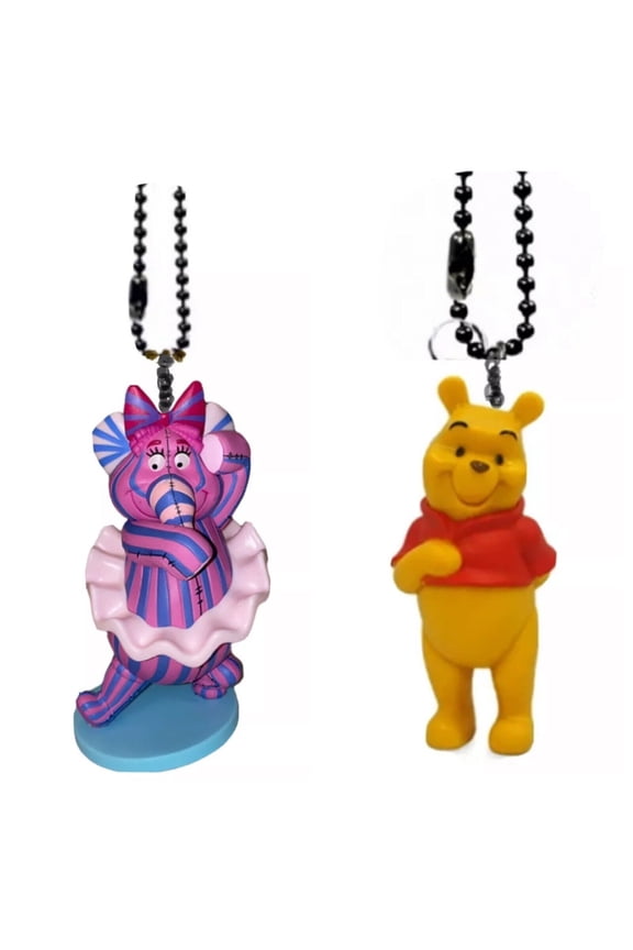 Heffalump Woozle Lumpy & Pooh PVC Keychain Dangler Figure Disney Figurine Charm New