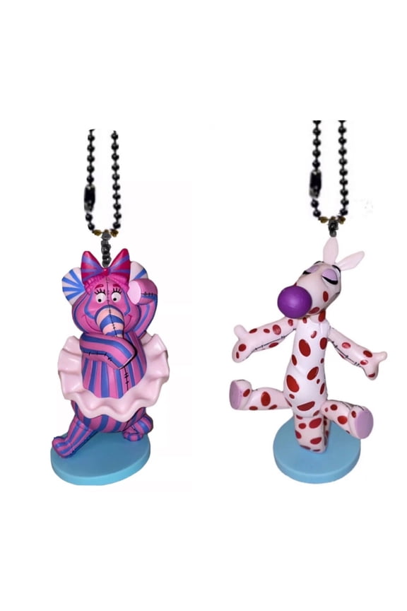Heffalump Woozle Lumpy & Woozle Pink PVC Keychain Dangler Figure Charm Pooh New
