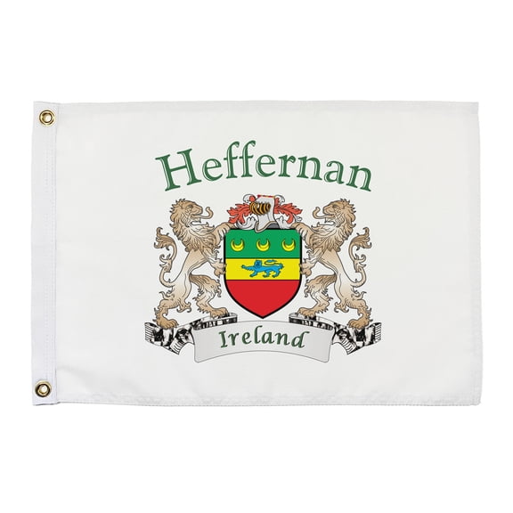 Heffernan Irish Coat of Arms Small White Flag - 16"x10.5" inches