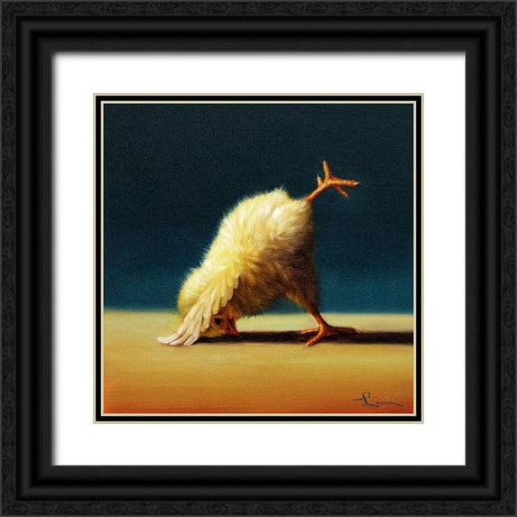 Heffernan, Lucia 15x15 Black Ornate Wood Framed with Double Matting Museum Art Print Titled - Yoga Chick Downward Dog Split