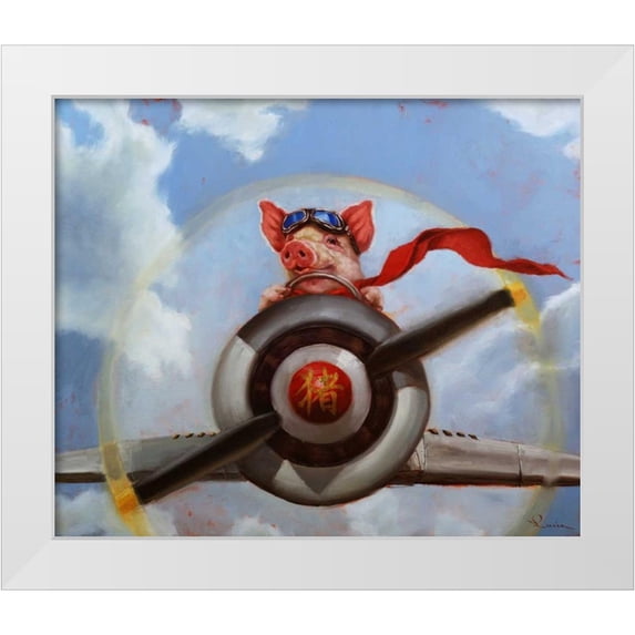 Heffernan, Lucia 23x20 White Modern Wood Framed Museum Art Print Titled - When Pigs Fly