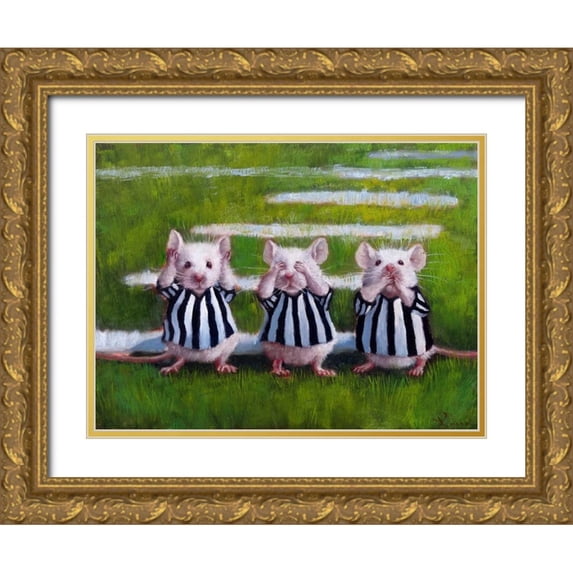 Heffernan, Lucia 24x19 Gold Ornate Wood Framed with Double Matting Museum Art Print Titled - Three Blind Mice