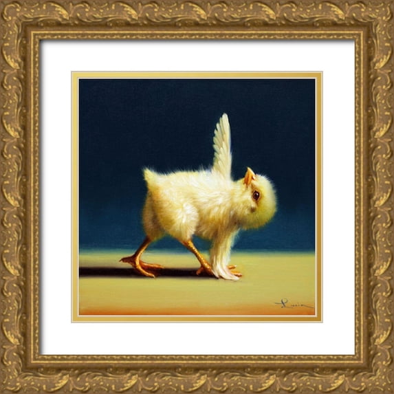Heffernan, Lucia 26x26 Gold Ornate Wood Framed with Double Matting Museum Art Print Titled - Yoga Chick Revolved Triangle