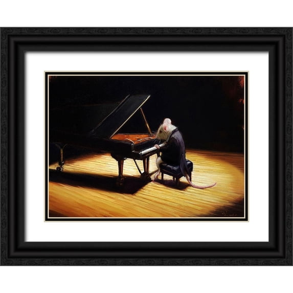 Heffernan, Lucia 32x24 Black Ornate Wood Framed with Double Matting Museum Art Print Titled - Little Pianist