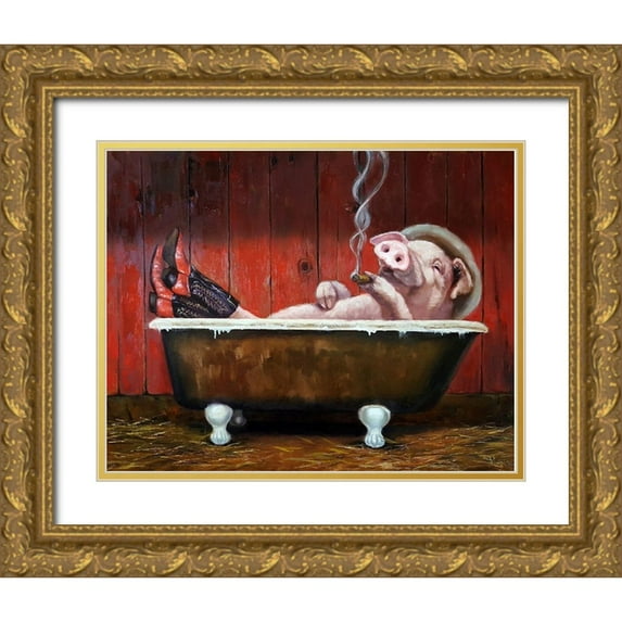 Heffernan, Lucia 32x26 Gold Ornate Wood Framed with Double Matting Museum Art Print Titled - Hog Heaven