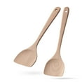 thumbnail image 1 of Hefild 2PCS Wooden Spatulas for Cooking, Beech Wood Turners for Frying Fish, Non-Scratch Wood Flat Spurtle for Pan & Wok, Wooden Cooking Utensils for Non Stick Cookware, Long Handle Non-toxic Scrapers, 1 of 5