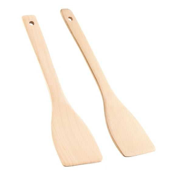 HEFILD 2PCS Wooden Spatulas for Cooking, Nonstick Wood Turners, Long Handle Utensils for Nonstick Cookware