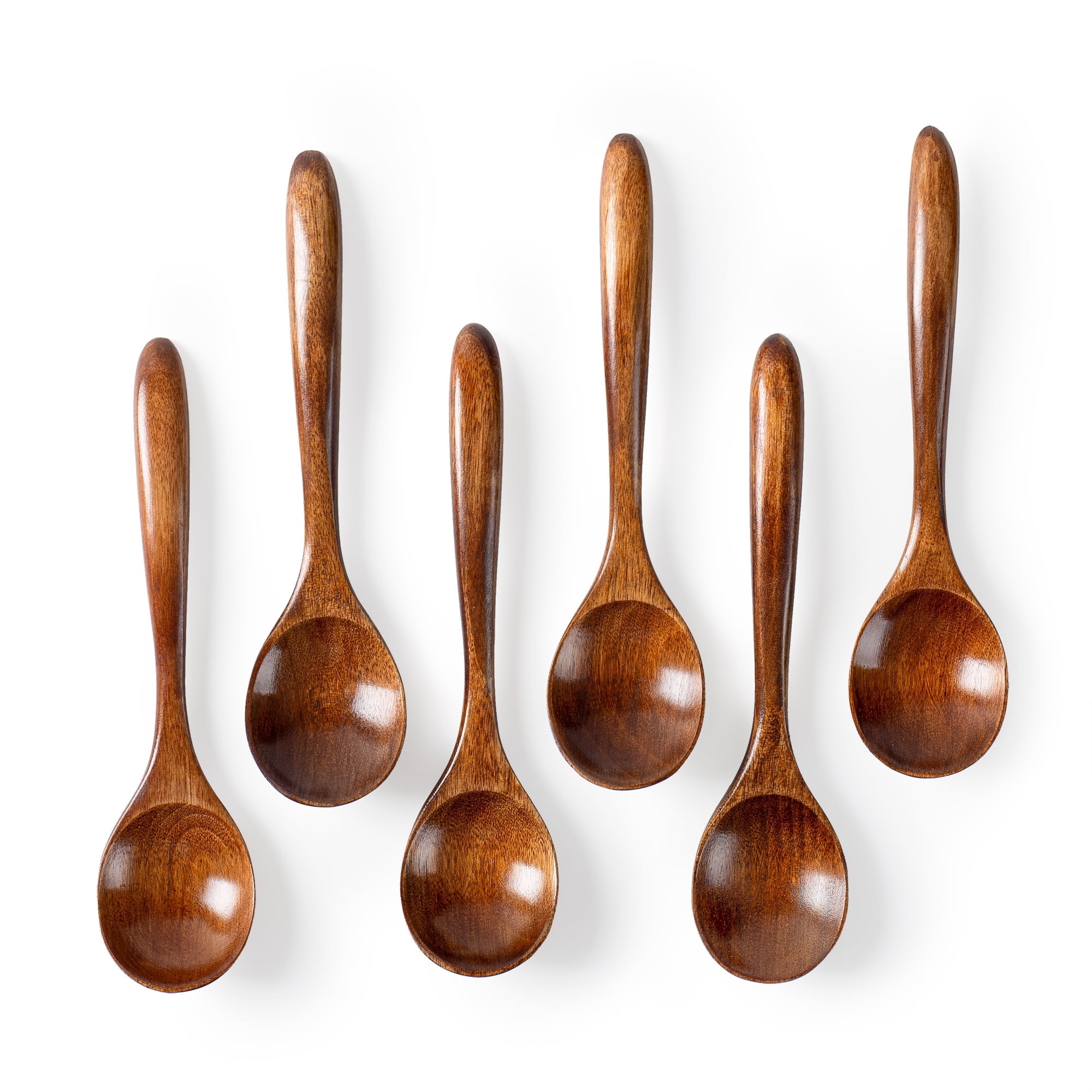 Hefild 6 PCS Wooden Spoons for Honey, 6.7 inch Small Wooden Spoons - Perfect for Tea, Coffee & Soup, Little Wooden Serving Table Spoons Set, Bulk Bamboo Teaspoon for Eating with Unique Design - Walmart.com