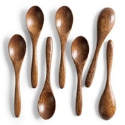 Hefild 7 PCS Small Wooden Spoons, 5.8 Inch Honey Spoons for Tea, Padauk Wooden Honey Teaspoon for Coffee, Little Tiny Wood Spoons, Bamboo Table Spoon for stirring, Wooden Spoons for Utensils Set