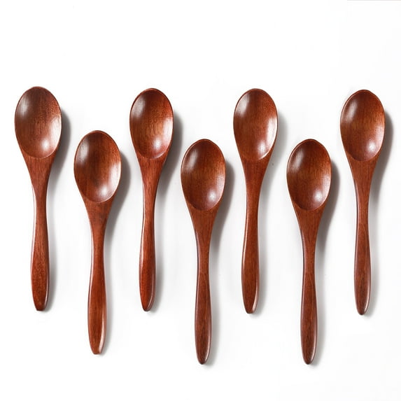 Hefild 7 Pcs Small Wooden Spoons, 5.8 inch Honey Spoons for Tea, Hardwood Wooden Honey Teaspoon for Coffee, Little Tiny Wood Spoons, Bamboo Table Spoon for Stirring, Wooden Spoons for Utensils Set