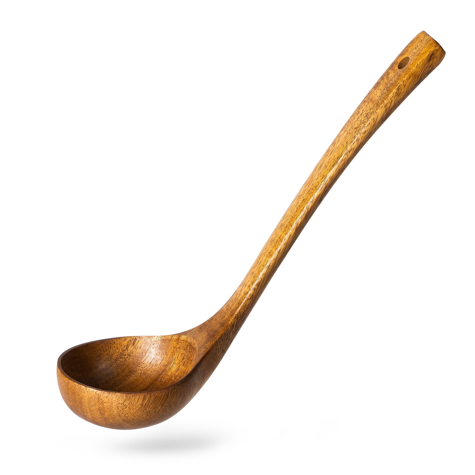 Hefild Wooden Ladle for Soup, Long Handle Deep Soup Ladle Utensil for Serving & Cooking, Teak Wooden Spoons for Soup - Eco Friendly, Natural and Sustainable