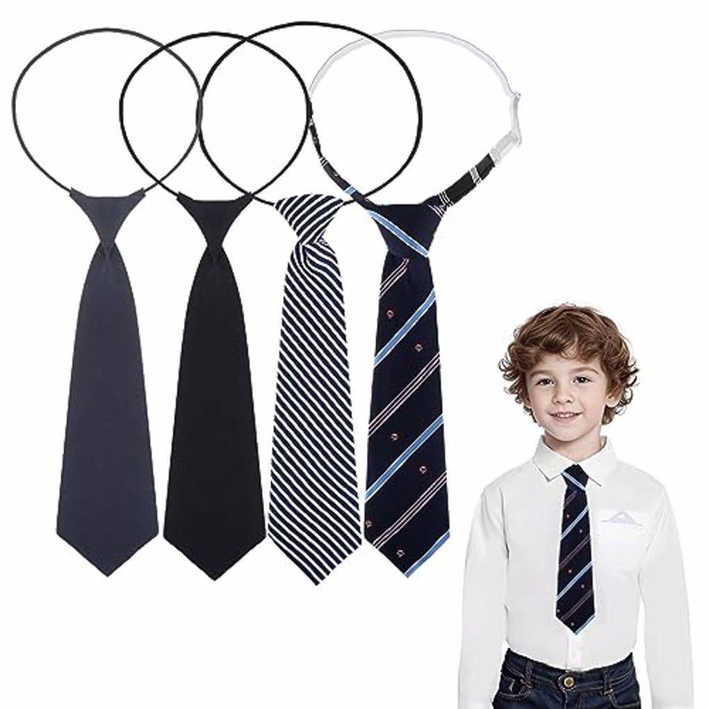 Hefilesy 4piece Stylish NeckTie For Youth Easy To Tasteful Present Choice Ties For Boys And Girls Clip-on