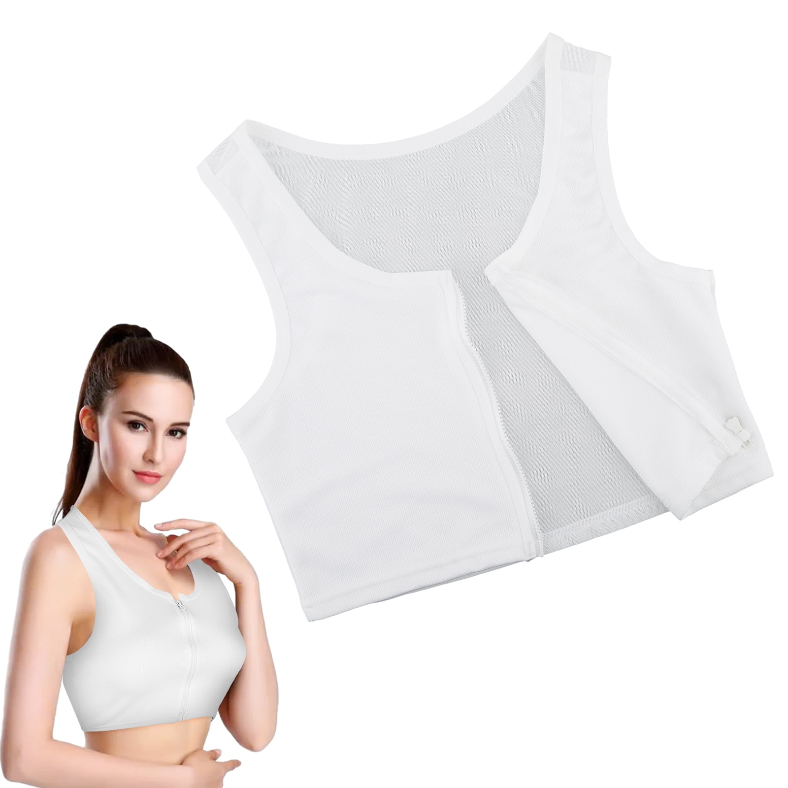 BaronHong Tomboy Trans Lesbian Strapless Plus Size Chest Binder Top met 20 cm elastische band (wit, M