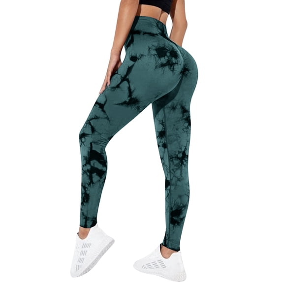 Heflashor Tie Dye High Waisted Workout Leggings Women Scrunch Butt Lifting Yoga Gym Athletic Pants Autumn Winter