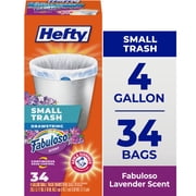 Hefty Small Trash Bags, Fabuloso Scent, 4 Gallon, 34 Count