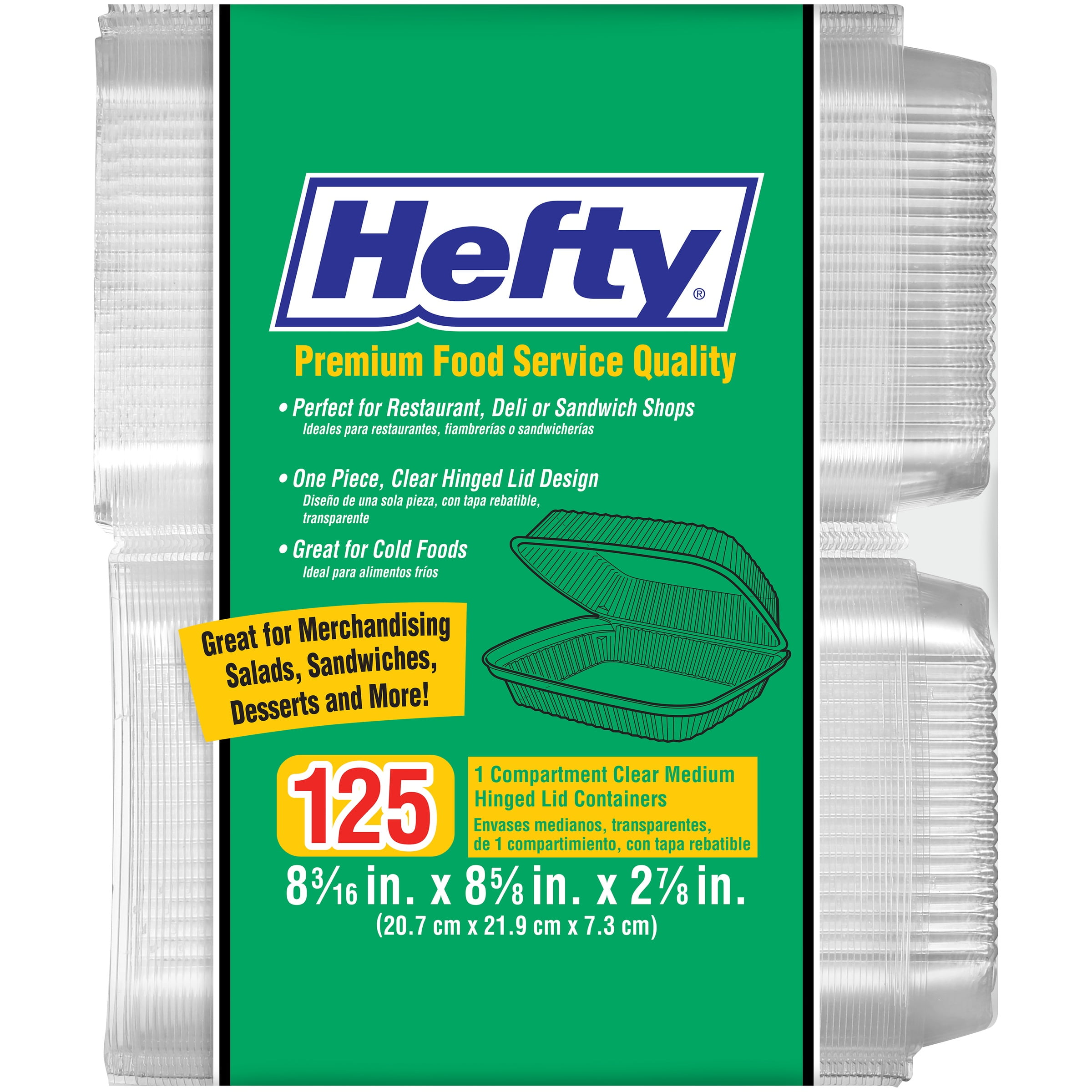 Hefty™ 1 Compartment Clear Medium Hinged Lid Containers 125 ct Bag 
