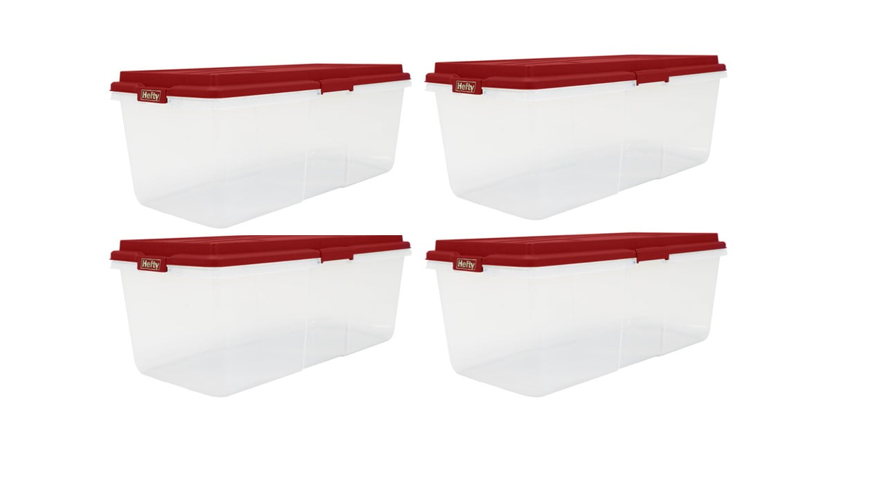 Hefty 113 Quart Clear Plastic Latched Christmas Storage Container