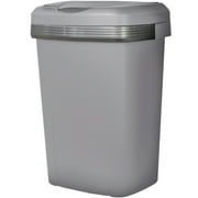 Hefty Kitchen Trash Can, 12.1 Gallon Plastic Touch Top Garbage Bin with Push Button Lid, Gray