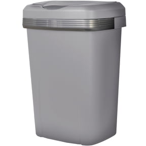 Hefty Kitchen Trash Can, 12.1 Gallon Plastic Touch Top Garbage Bin with Push Button Lid, Gray