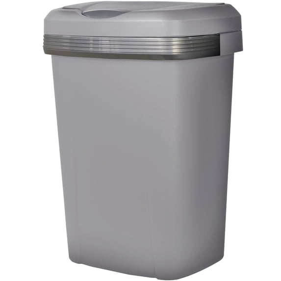Hefty Kitchen Trash Can, 12.1 Gallon Plastic Touch Top Garbage Bin with Push Button Lid, Gray