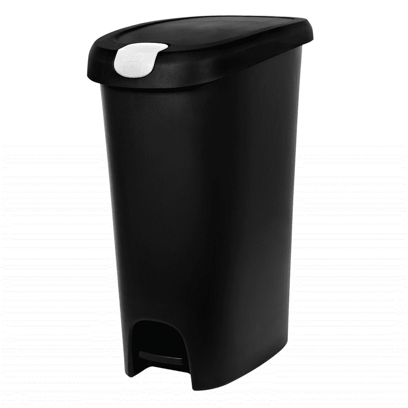 Hefty 12.2 Gal. Slim Lockable StepOn Trash Can, Black