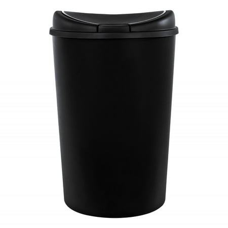 Hefty 12.8 gal Touch Top Plastic Semi Round Kitchen Trash Can, Black
